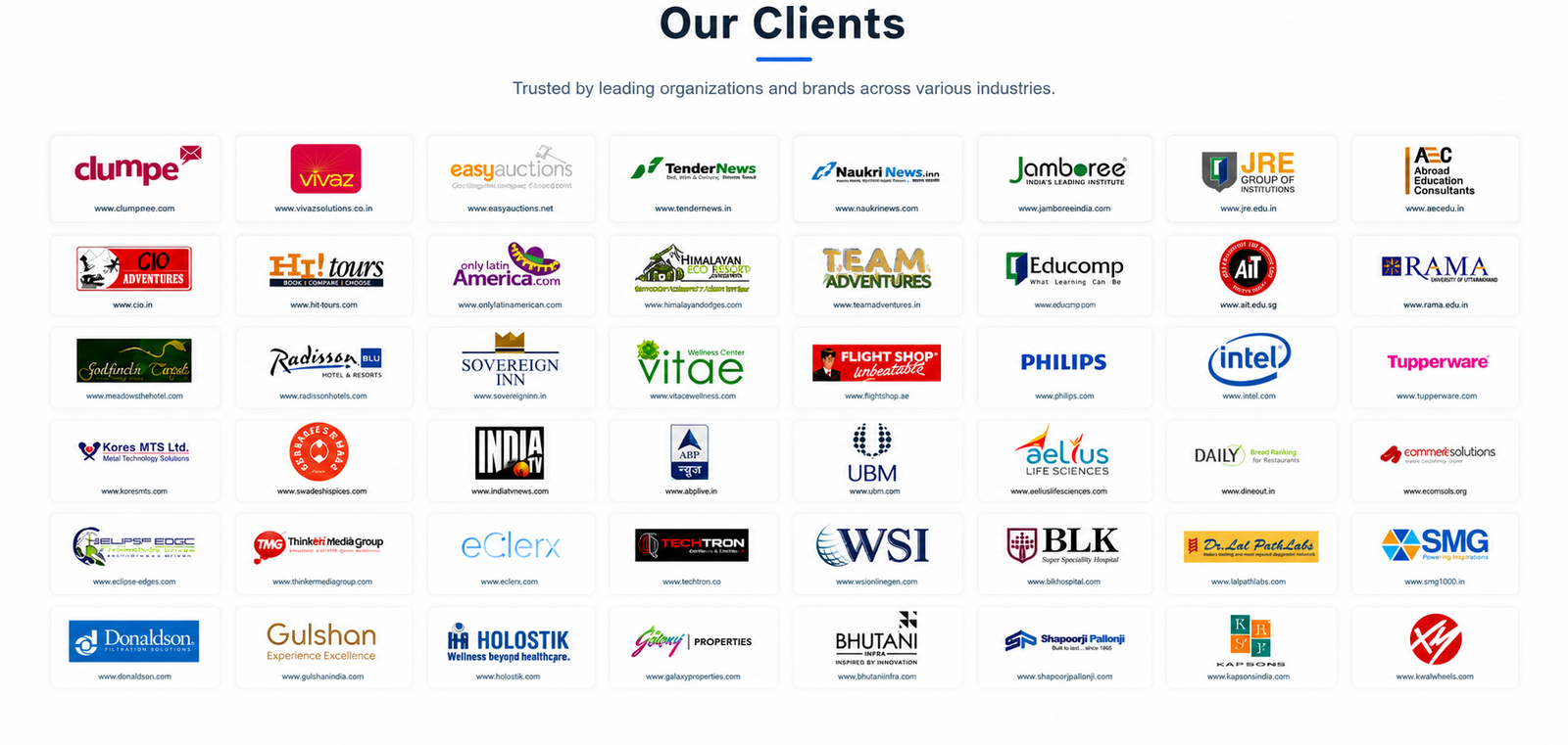 Our clients: trusted organizations and brands across various industries